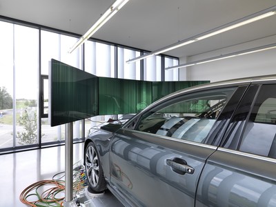 Driver assistance system testing in virtual test lab. (Source: BFFT) (PRNewsfoto/BFFT Fahrzeugtechnik mbH)