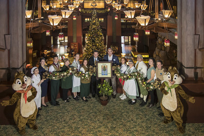 DISNEY’S GRAND CALIFORNIAN HOTEL & SPA (ANAHEIM, Calif.) - On December 6, 2017, hotel leaders and cast members celebrated the completion of the hotel-wide renovation at Disney’s Grand Californian Hotel & Spa. To commemorate the occasion, an emblematic orange tree was presented to the hotel’s cast. Completely redesigned guest rooms plus a refreshed lobby, pool area and concierge-level lounge were part of the most extensive refurbishment since the hotel’s 2001 opening. (Disneyland Resort)