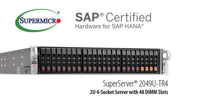 Supermicro offers new 4-socket 2U scale-up enterprise solution certified for SAP HANA.