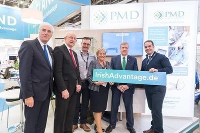 PMD Solutions team pictured at Medica 2017, Germany with Minister for Trade, Employment, and Business, Pat Breen TD. 