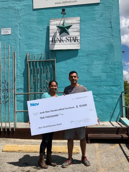 Alex and Jennifer Morton, the founders and owners of Junk Star Handcrafted Furniture in San Antonio, were selected as the grand prize winners of Nav's quarterly Small Business Grant. With the money, the couple plans to invest in new equipment and expand their services.