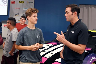 Jimmie Johnson and his sponsor Ally Financial introduced students to motorsports careers and money basics during the Ally Fueling Futures event at Hendrick Motorsports
