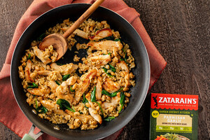 用新的Zatarain's(R) Garden District Kitchen糙米和豆子拌饭加味