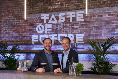 Simon Earley, Head of Diageo World Class, with Benjamin Lickfett, Diageo’s Head of Futures & Digital Innovation (Europe) at the interactive innovation zone, A Taste of the Future, at this year’s World Class Bartender of the Year Finals in Glasgow