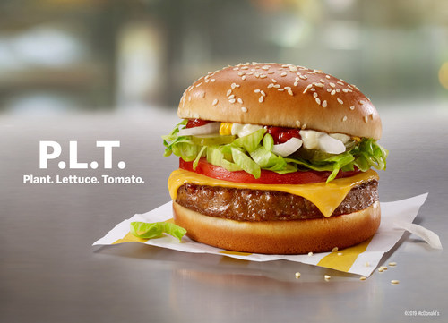 The P.L.T., made exclusively by McDonald’s with Beyond Meat®, will be available for a limited time in select restaurants in Canada, beginning September 30, 2019.