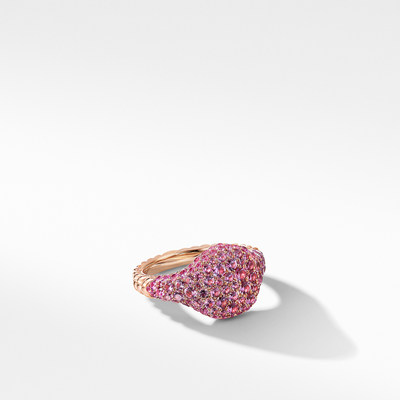 Mini Pave Pinky Ring with Pink Sapphires in 18K Rose Gold