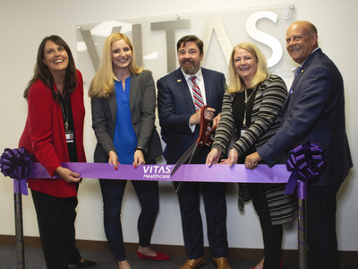 VITAS Healthcare celebrated the opening of its new office in San Francisco. Pictured from left: Senior Vice President of Operations Jean Hunn, Amelia Linde from the San Francisco Chamber of Commerce, General Manager Russell Williamson, Vice President of Operations Belinda Hodge, and Chief Operating Officer Joel Wherley. VITAS Healthcare celebrated the opening of its new office in San Francisco. Pictured from left: Senior Vice President of Operations Jean Hunn, Amelia Linde from the San Francisco Chamber of Commerce, General Manager Russell Williamson, Vice President of Operations Belinda Hodge, and Chief Operating Officer Joel Wherley.