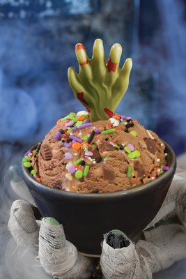 Baskin-Robbins’ Fright Night Scoop is a scoop of the Candy Mashup Flavor of the Month ice cream topped with a Halloween sprinkle mix and a white chocolate zombie hand. For more information, visit www.baskinrobbins.com.