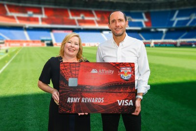 Chief Brand Officer, Jacqui Kearns, unveiling the new credit card onsite at NYRB stadium.