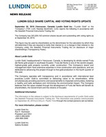 Lundin Gold Share Capital and Voting Update (CNW Group/Lundin Gold Inc.)