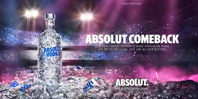 Absolut launches a new limited edition bottle made with more than 41% recycled glass celebrating recycling.