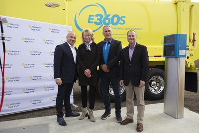 (left to right) Danny Ardellini, Sarah Smith, Paul Coffey and MLA Norm Letnick celebrate the grand opening of the CNG-fuelling station in Kelowna. (CNW Group/FortisBC)