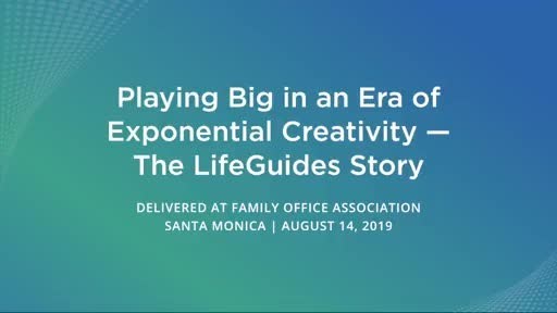 Mark Donohue speaking at Family Office Association Conference, Santa Monica, August 14, 2019.