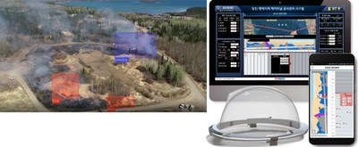 Alchera’s AI video-based smoke and fire detection solution (left), GSIL’s IoT smart safety management system (right)