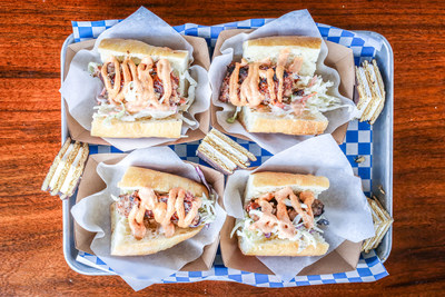 Po' Boy Sandwiches made with local sausage, from a food cart featured on Lost Plate's new Portland Food Carts Tour.