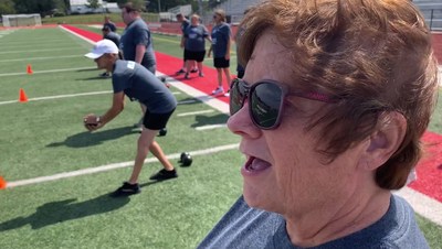 Coach Connie Pado coaches her Special Olympians. Coach Connie Pado coaches her Special Olympians.
