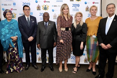 (Left to Right): Her Excellency Mrs. Amina J. Mohammed, Deputy Secretary General of the UN; Dr. Srgjan Kerim, President of the 62nd General Assembly; His Excellency Mr. Nana Addo Dankwa Akufo-Addo, President of the Republic of Ghana; Her Majesty, Queen Maxima of The Netherlands; Rita Cosby; Mrs. Sigrid Kaag, Minister for Foreign Trade and Development Cooperation, Kingdom of the Netherlands and Mr. Amir Dossal, President of the Global Partnerships Forum. (Left to Right): Her Excellency Mrs. Amina J. Mohammed, Deputy Secretary General of the UN; Dr. Srgjan Kerim, President of the 62nd General Assembly; His Excellency Mr. Nana Addo Dankwa Akufo-Addo, President of the Republic of Ghana; Her Majesty, Queen Maxima of The Netherlands; Rita Cosby; Mrs. Sigrid Kaag, Minister for Foreign Trade and Development Cooperation, Kingdom of the Netherlands and Mr. Amir Dossal, President of the Global Partnerships Forum.