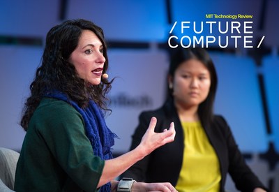 Credit: MIT Technology Review - Pictured: Tracy Frey, Director of Strategy at Google Cloud AI, in conversation with Karen Hao, MIT Technology Review, at the publication’s EmTech MIT event in 2019