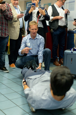 Gordy Sheer, Olympic silver medalist in luge and director of marketing and sponsorships for USA Luge, meets with students of the College for Creative Studies (CCS) in Detroit to introduce the bootie concepting and redesign project.