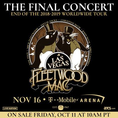 Due to overwhelming fan demand from around the world, the legendary GRAMMY Award-winning band Fleetwood Mac will mark the FINAL show of their 2018/2019 sold out world tour on Saturday, Nov. 16 at T-Mobile Arena in Las Vegas.
