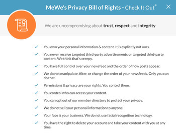 MeWe's Privacy Bill of Rights for its Members