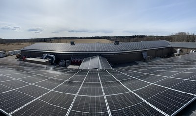 Solar panel installation at Aurora Mountain, Cremona, Alberta (July 2019) (CNW Group/Aurora Cannabis Inc.)