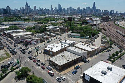 Aerial view of the Iconic Stanley's Fresh Fruit and Vegetables Grocery Store and associated real estate