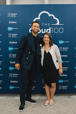 Stephen Curry & Guild Education CEO & Co-Founder Rachel Carlson at a celebration for the Forbes Cloud 100 2019 list.