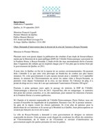 Lettre envoyée par Émilise Lessard-Therrien et Manon Massé à François Legault (Groupe CNW/Aile parlementaire de Québec solidaire)