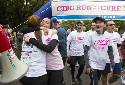 Yesterday, 85,000 Canadians in 57 communities across the country united in shared purpose to raise $17 million for the breast cancer cause at the Canadian Cancer Society CIBC Run for the Cure. Among those were 15,000 members of Team CIBC who raised an estimated $3 million. (CNW Group/CIBC)