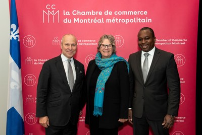 Mr. Michel Leblanc, President and CEO of the Chamber of Commerce of Metropolitan Montral, Ms. Chantal Rouleau, Minister for Transport and the Minister Responsible for the Metropolis and the Montral Region and the President and CEO of CDPQ Infra, Mr. Macky Tall (CNW Group/Rseau express mtropolitain - REM)