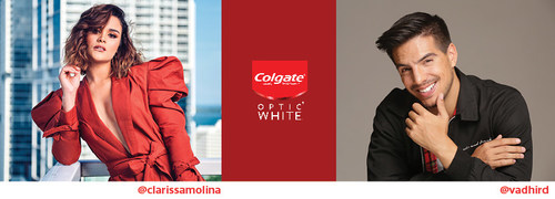 TV host Clarissa Molina and actor Vadhir Derbez join Latinx trendsetters at the Colgate® Optic White® Café to lounge and learn about the science behind a whiter smile.