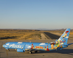 Alaska Airlines' newest painted Pixar-themed aircraft showcases Pixar Pier at Disney California Adventure Park (along with a few well-known faces)