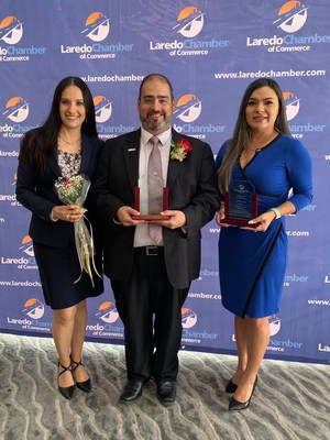 Left to Right: BBVA USA Laredo employees Rosa Cruz, David Dodier and Rossy Chase at the Laredo Chamber of Commerce Volunteer Awards Ceremony.