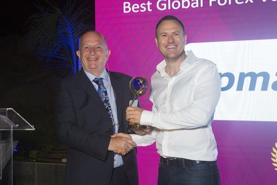 Matthew Murphie, Managing Director of FP Markets, receives the Best Global Forex Value Broker Award.