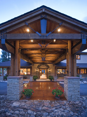 More than 11,000 sf of interior living space offers 5 beds, 5 full and 2 half baths, as well as a suite of weather-appropriate amenities ranging from Snomelt systems beneath the entry porte cochère (pictured here), water filtration, water cisterns, and a whole-home backup generator. DurangoLuxuryAuction.com.