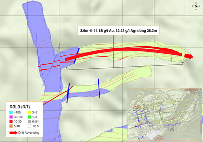 Figure 1: Underground Channel Sampling Results from the Eastern Portion of the Yaraguá System, Sublevel 1465 (CNW Group/Continental Gold Inc.)