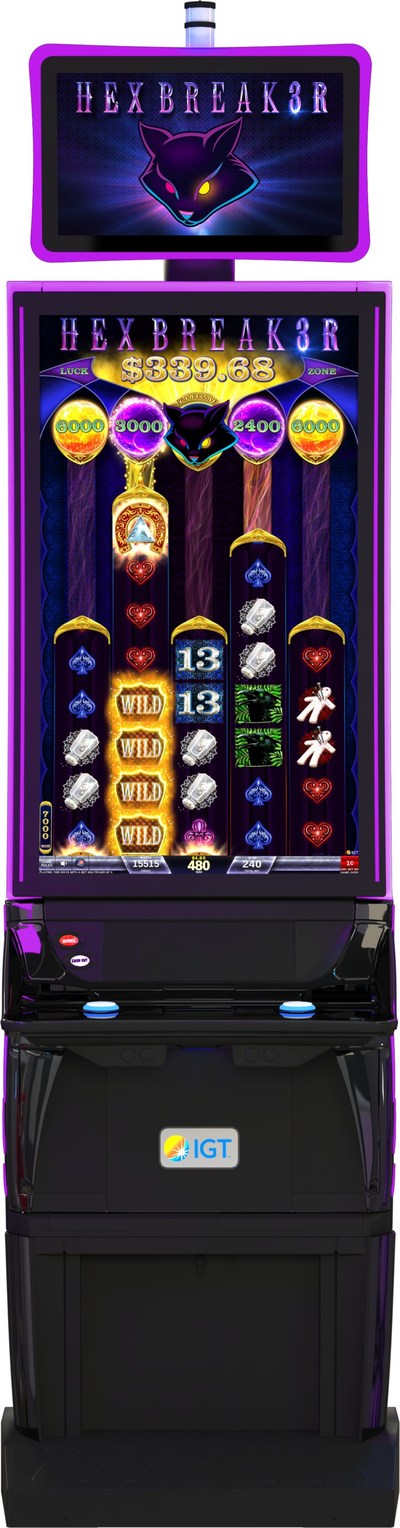IGT's Hexbreaker 3 video slots on the CrystalCurve cabinet.