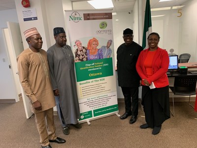H.E. Adeyinka Olatokunbo Asekun, Ambassador of Nigeria to Canada (second from right) at the inauguration of the National Identification Number Enrolment Centre for Nigerians launched in Ottawa, Canada, on 03 October 2019