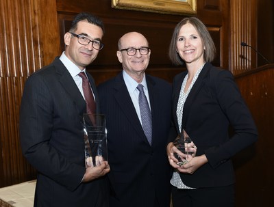 (Left to Right) 2019 Bressler Prize recipient Vladimir Kefalov, PhD; Alan R. Morse, JD, PhD, President and CEO, Lighthouse Guild, and 2019 Pisart Award recipient Tiffany Schmidt, PhD (Left to Right) 2019 Bressler Prize recipient Vladimir Kefalov, PhD; Alan R. Morse, JD, PhD, President and CEO, Lighthouse Guild, and 2019 Pisart Award recipient Tiffany Schmidt, PhD