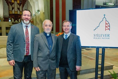 From left to right:  Jean-François Porlier, actor, Father Claude Grou, CSC, Rector of Saint Joseph’s Oratory and Pierre Piché, Vice President of Power Corporation and Power Financial Corporation, Chairman of the Saint Joseph’s Oratory Foundation’s Board of Directors, at the launch of the Oratory’s public fundraising campaign. (CNW Group/Saint Joseph's Oratory of Mount Royal)