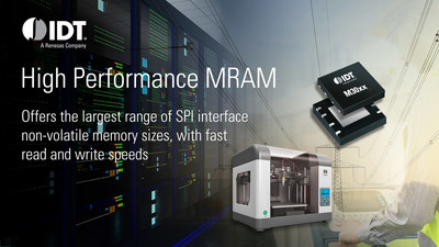 IDT's high performance MRAM offers the largest range of SPI interface non-volatile memory sizes, with fast read and write speeds.