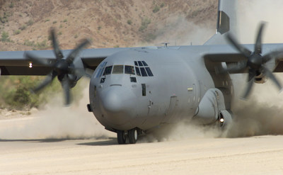 A C-130J Super Hercules demonstrates its capability to land in remote, austere conditions. The mission-proven Hercules recently surpassed 2 million flight hours. (Lockheed Martin photo)