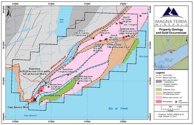 Exhibit B: Cape Spencer property geology and gold occurrences (CNW Group/Anaconda Mining Inc.)