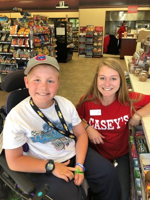 MDA Ambassador visits with Casey’s store associate to say thank you for supporting MDA. MDA Ambassador visits with Casey’s store associate to say thank you for supporting MDA.