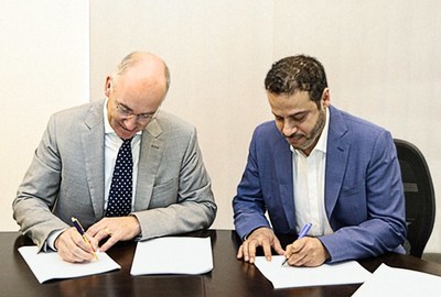 Left to right: Mr. Rutger Baan, (Commercial Director, GustoMSC B.V.) , Mr. Fathi Al Saleem, (CEO, International Maritime Industries.)