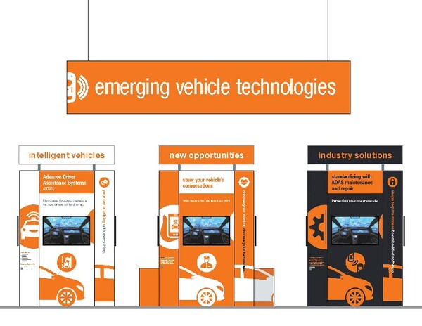 The Emerging Technologies Booth will feature three informational kiosks highlighting vehicle technology progression, what the latest technological developments mean for the consumer and what the aftermarket industry is doing about it today.