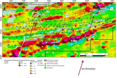 Figure 3: Boulder Trains and Till Anomalies near the IP Lake shear corridor (CNW Group/Orford Mining Corporation)