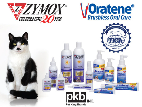 Veterinarian-recommended ZYMOX Dermatology and Oratene Brushless Oral Care Endorsed by TICA