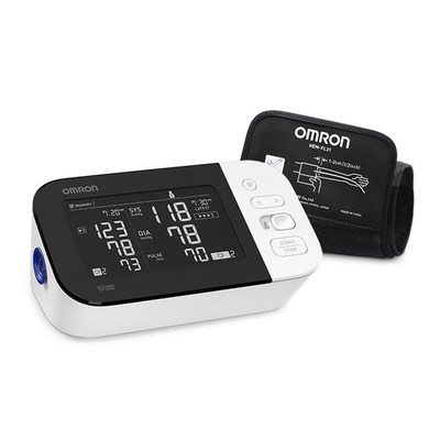 The newly redesigned Omron 10 Series Wireless Upper Arm Blood Pressure Monitor has a horizontal dual-display and stores up to 200 readings for two users.